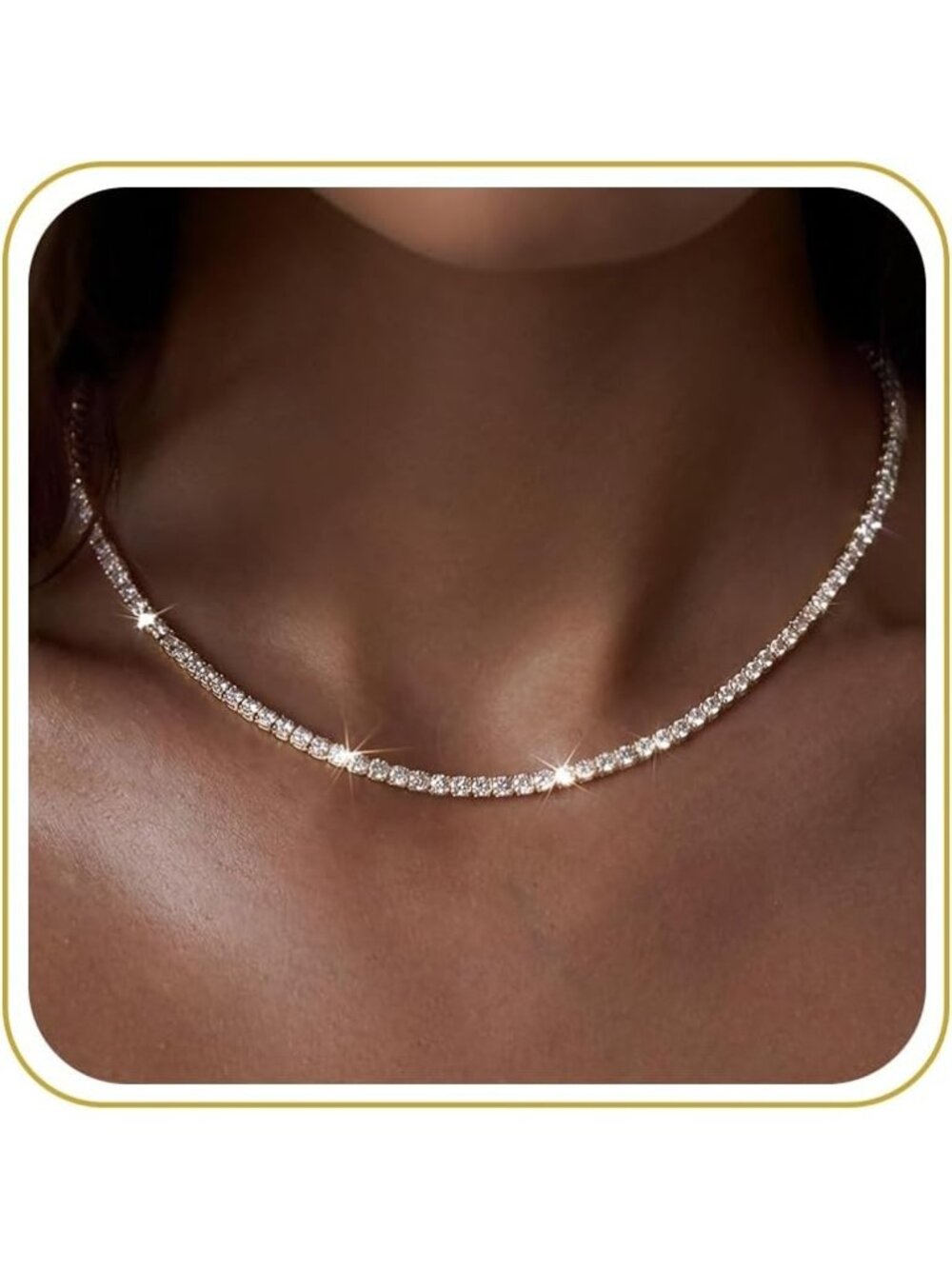 Women's Tennis Silver Non Tarnish Chunky 14k Gold Plated Layered Necklaces